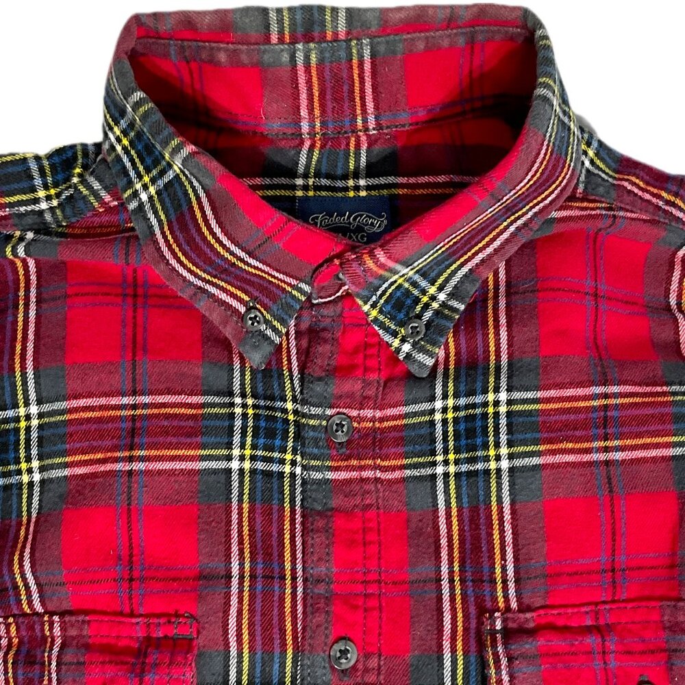Faded Glory Mens XL Red Classic Plaid Flannel Shirt FM46Y030